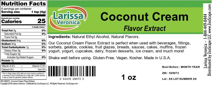 Coconut Cream Flavor Extract (1 oz, ZIN: 529073)