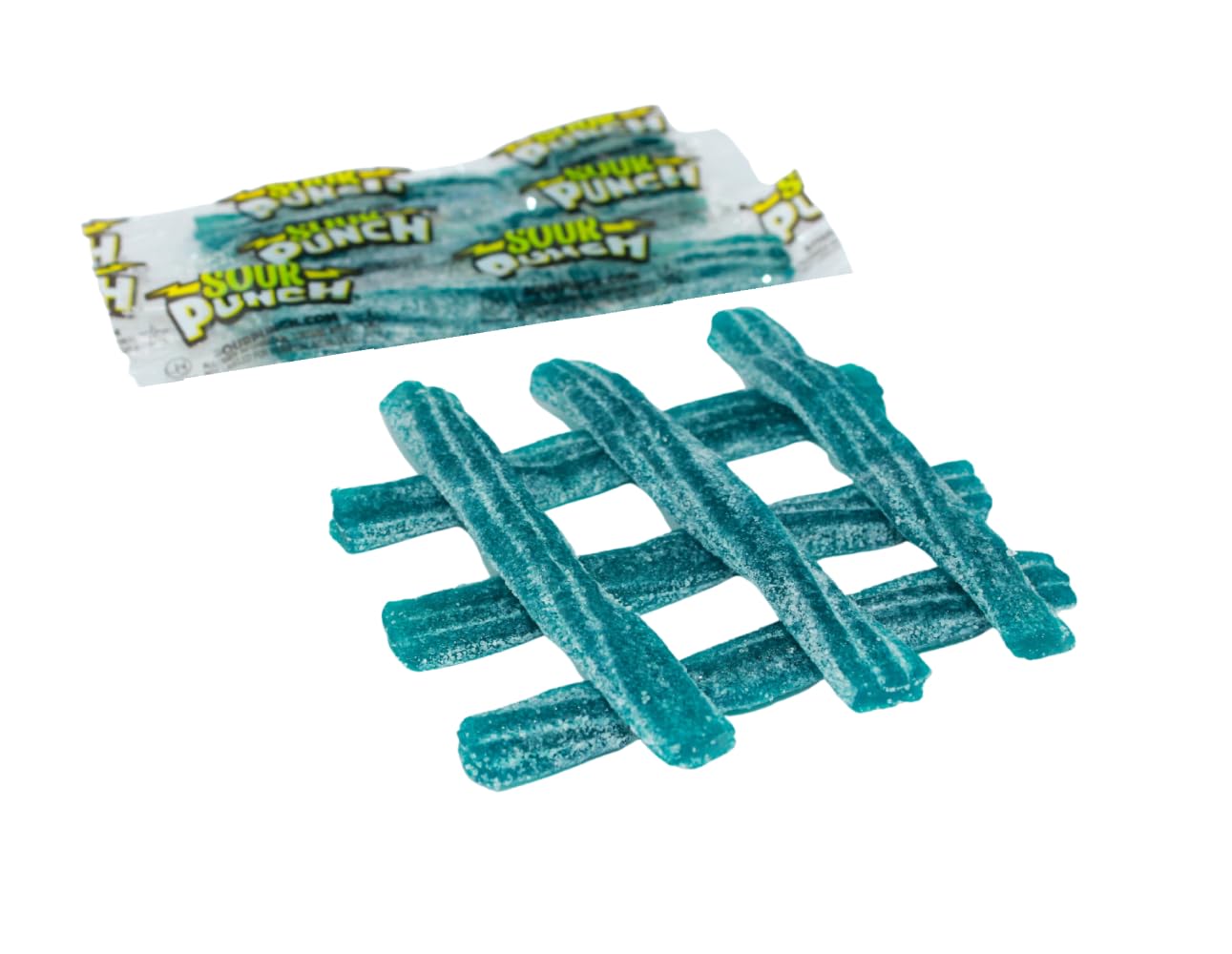 Mini Blue Sour Straws- Bulk Blue Raspberry Sour Power Patch Straw Bites (1 Pound)