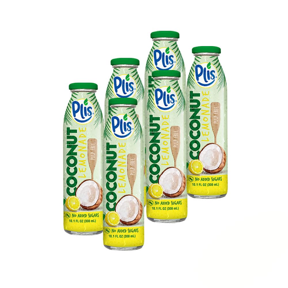 Plis® Coconut Water Lemonade w/Natural Juice and Coconut, 10.1 FL oz (Coconut Lemonade Pulp Free) (Pack of 6)