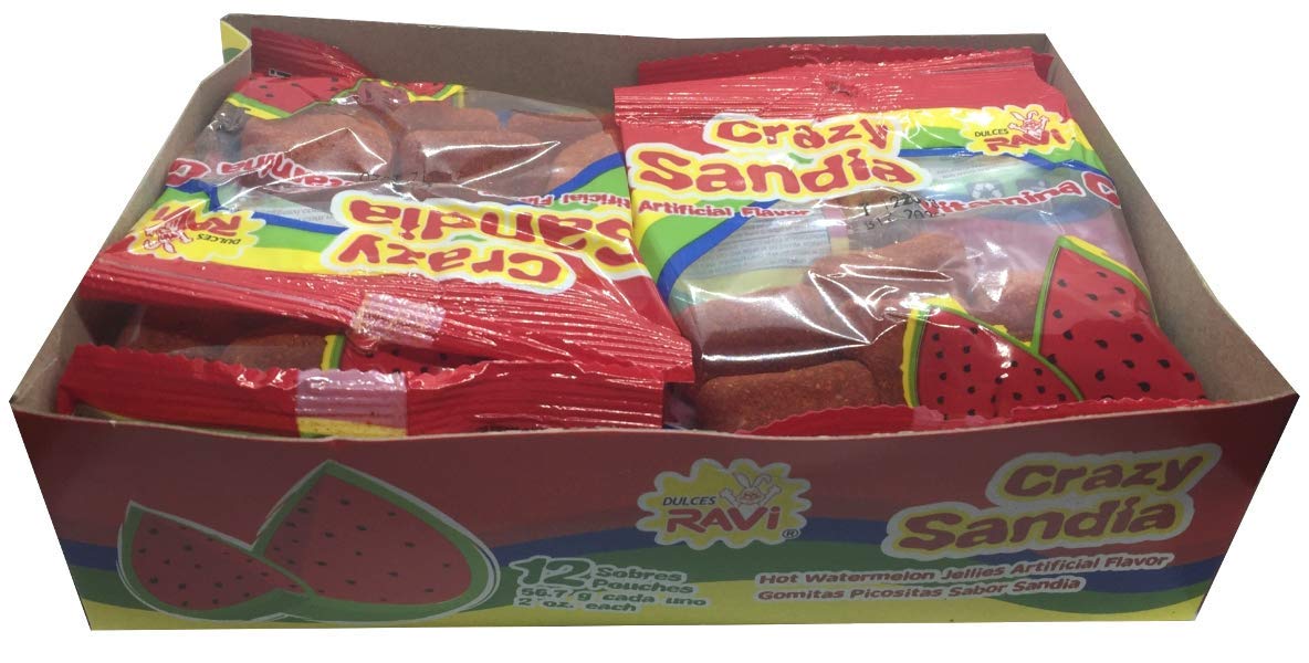 Crazy Sandia, Hot Watermelon Jellies, 12 Sobres/Pouches, 56.7 grams cada uno, 2 ounces each, 24 ounces total