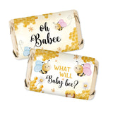 Bumble Bee Mini Chocolate Bar Wrappers, Oh Babee Candy Bar Labels, Bee First Birthday Stickers for Chocolate, Bee Themed Gender Reveal/Pregnancy
