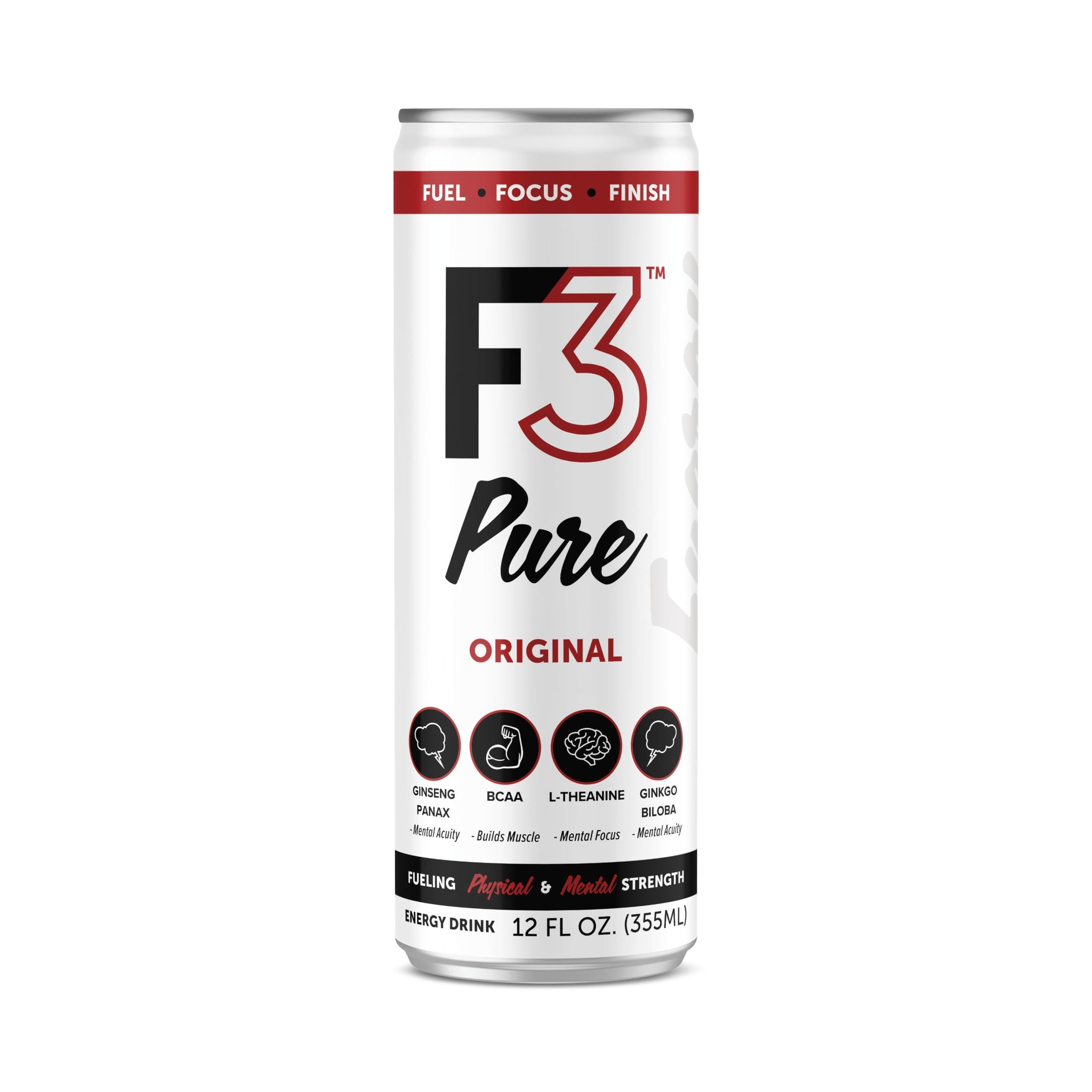 F3 Pure Sparkling Energy Drink Variety Pack, Original, Citrus Clarity, Tropical Theory & Strawberry Lemonade, 120mg Green Tea Caffeine with BCAAs
