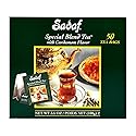 Sadaf Cardamom Tea Bags - Special Blend Cardamom Ceylon Black Tea - Quicktea Product harvested in Sri Lanka - 50 individually foiled teabags (Pack