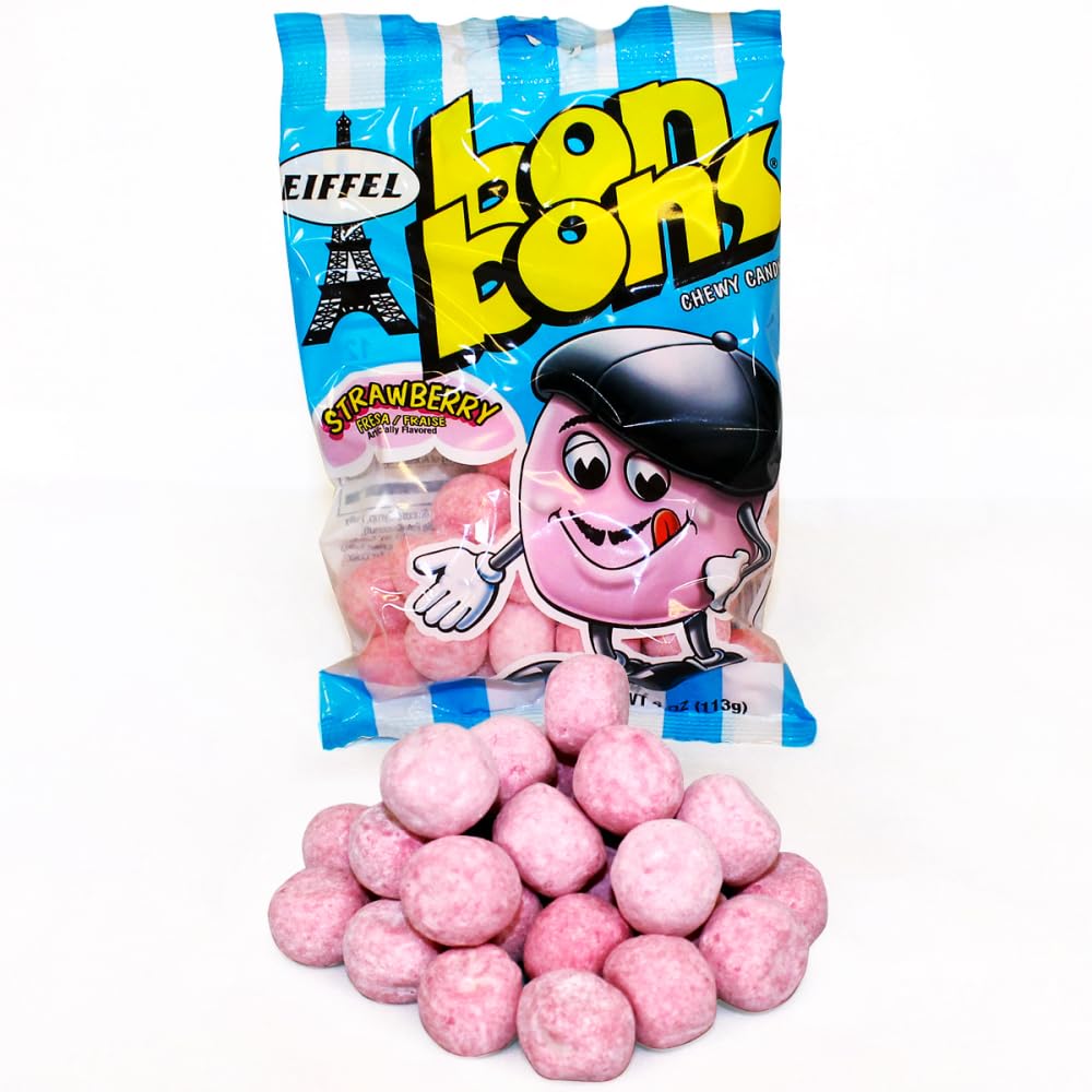 Eiffel Bon Bons Strawberry Chewy Candy, 4 Ounce -- 12 per case.