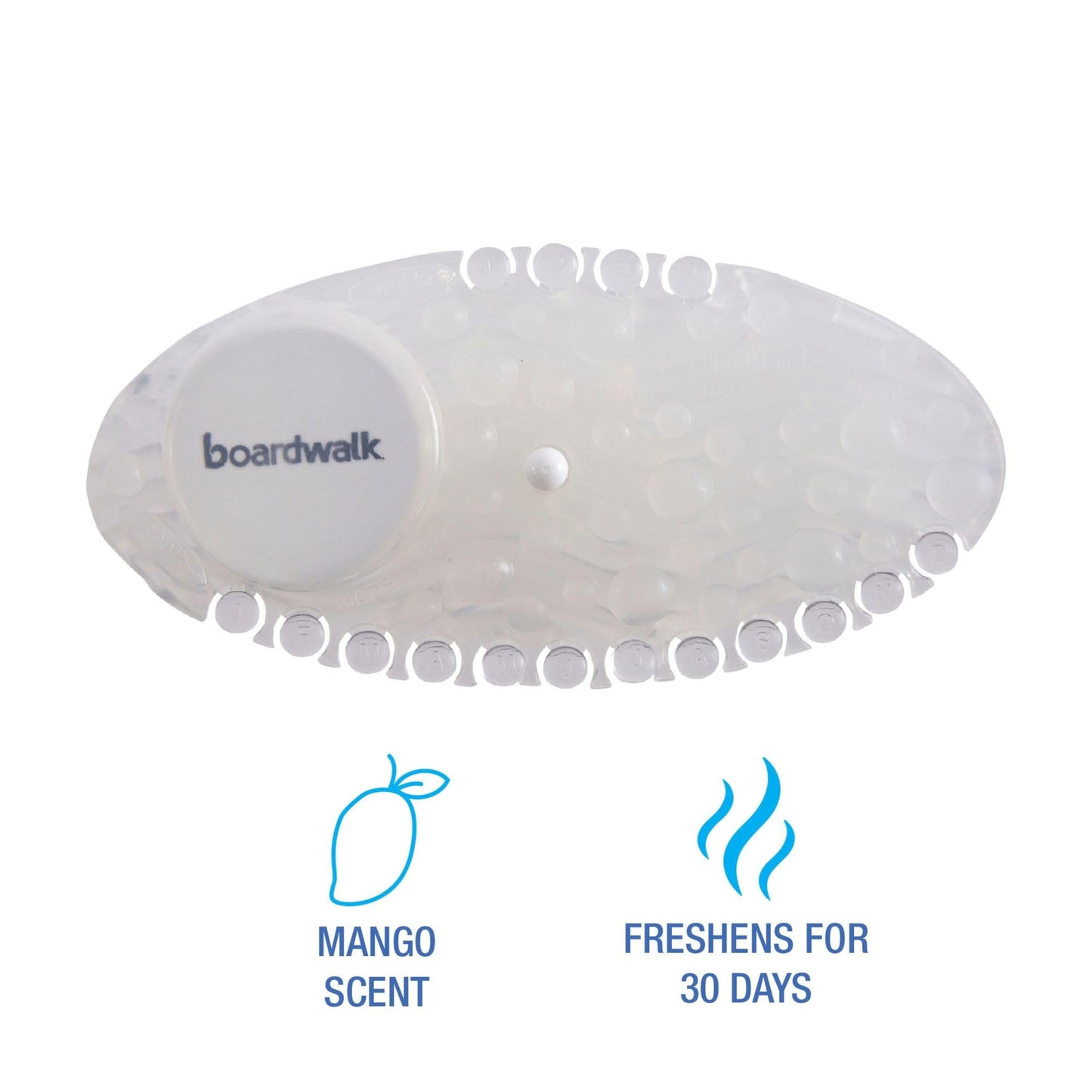 Boardwalk Curve Air Freshener, Mango, Solid, Clear, 10/Box
