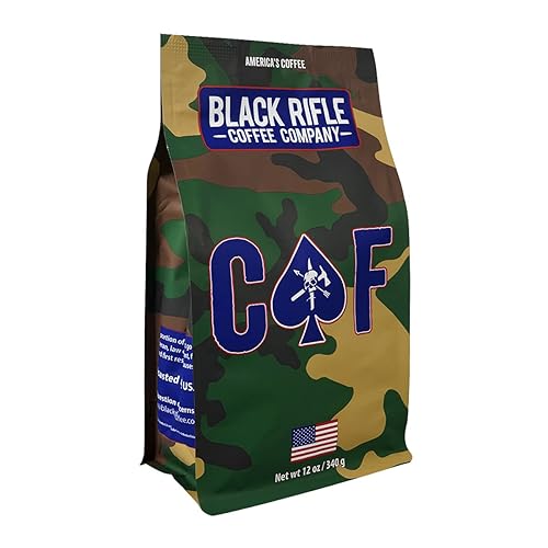 Black Rifle Coffee Company CAF, 12oz Bag, Ground Coffee Medium Roast - Roasted Blend Made from Arabica Beans - Colombian & Brazilian Beans - Veteran