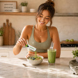 UNIQBITE Strawberry Matcha Powder Blend with Spirulina, 20 Single-Serve Sachets, for Hot and Iced Macha Latte, Green Tea, Smoothies and Baking, 5.64