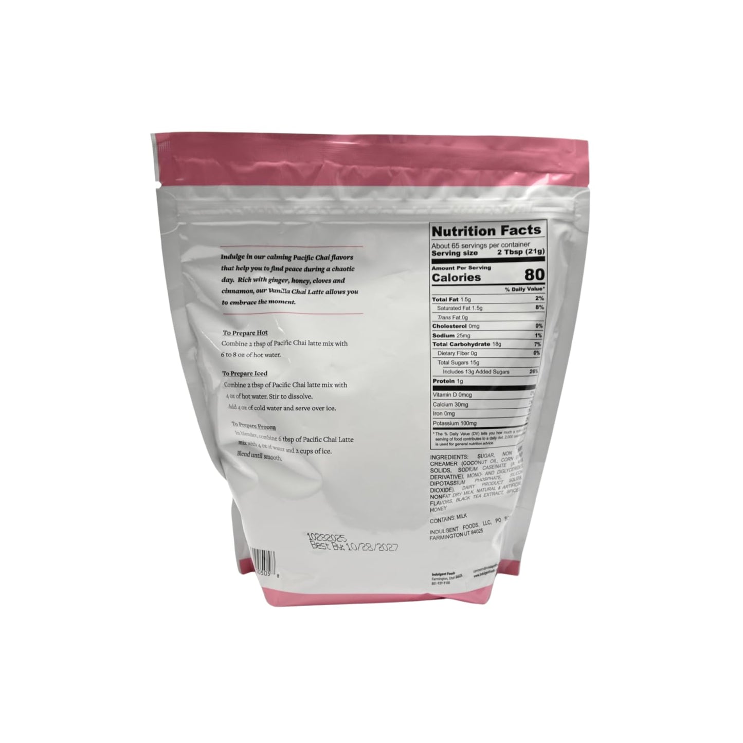Pacific Chai Vanilla Chai Latte Mix, Instant Chai Tea Latte Powder Drink Mix, Gluten Free, Kosher, Spiced Tea Latte, 3 LB