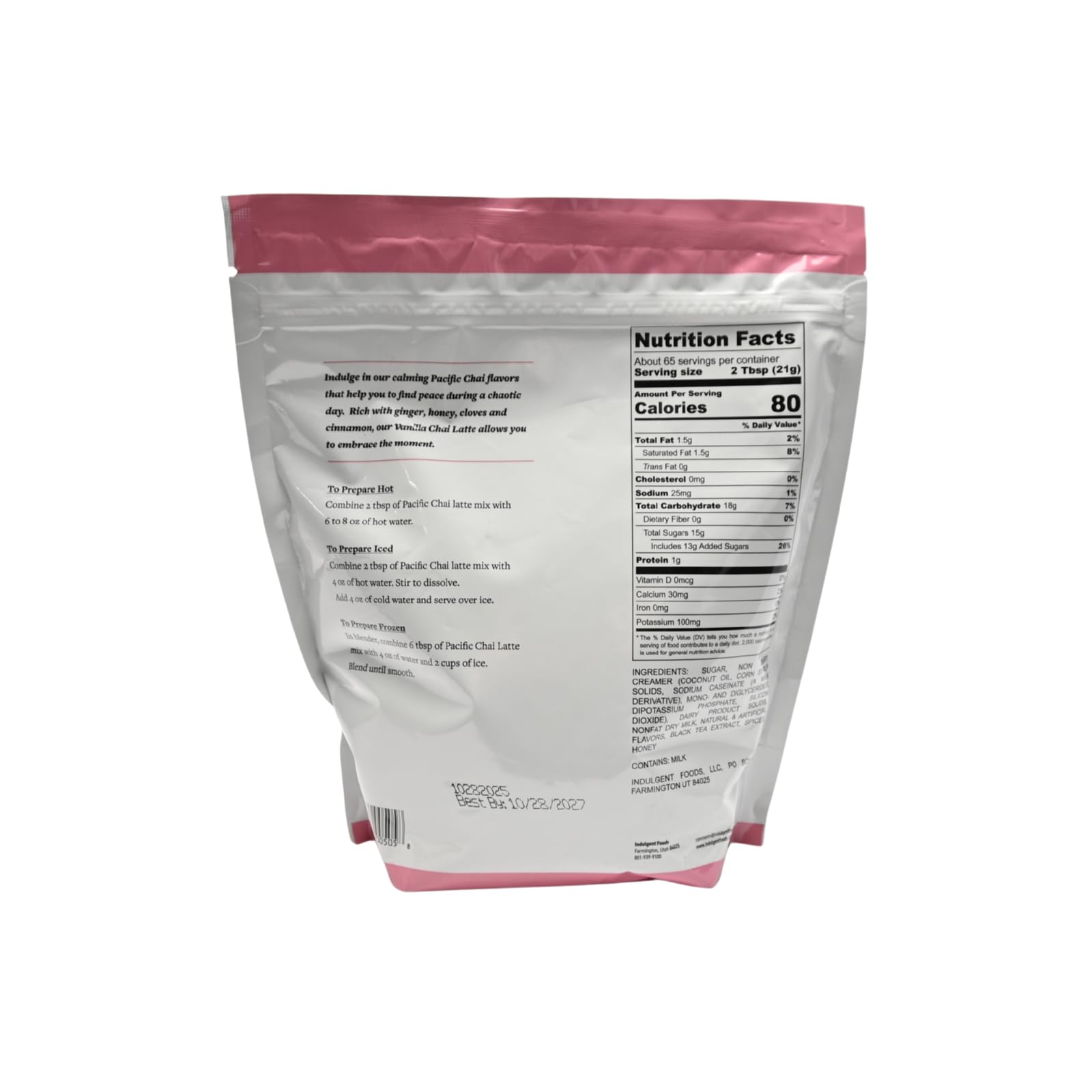 Pacific Chai Vanilla Chai Latte Mix, Instant Chai Tea Latte Powder Drink Mix, Gluten Free, Kosher, Spiced Tea Latte, 3 LB