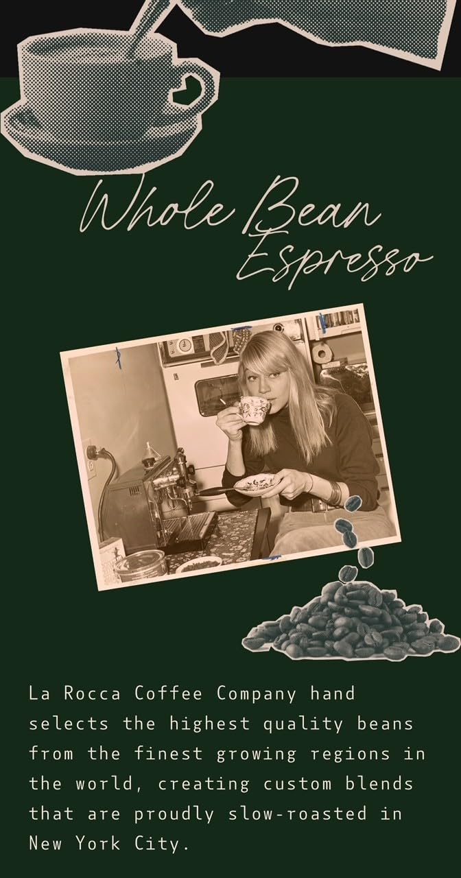 La Rocca Coffee Company - Premium Ground and Whole Bean Coffee in Multiple Blends and Sizes - Hand-Roasted in NYC - Authentic Espresso (2.2 Pound