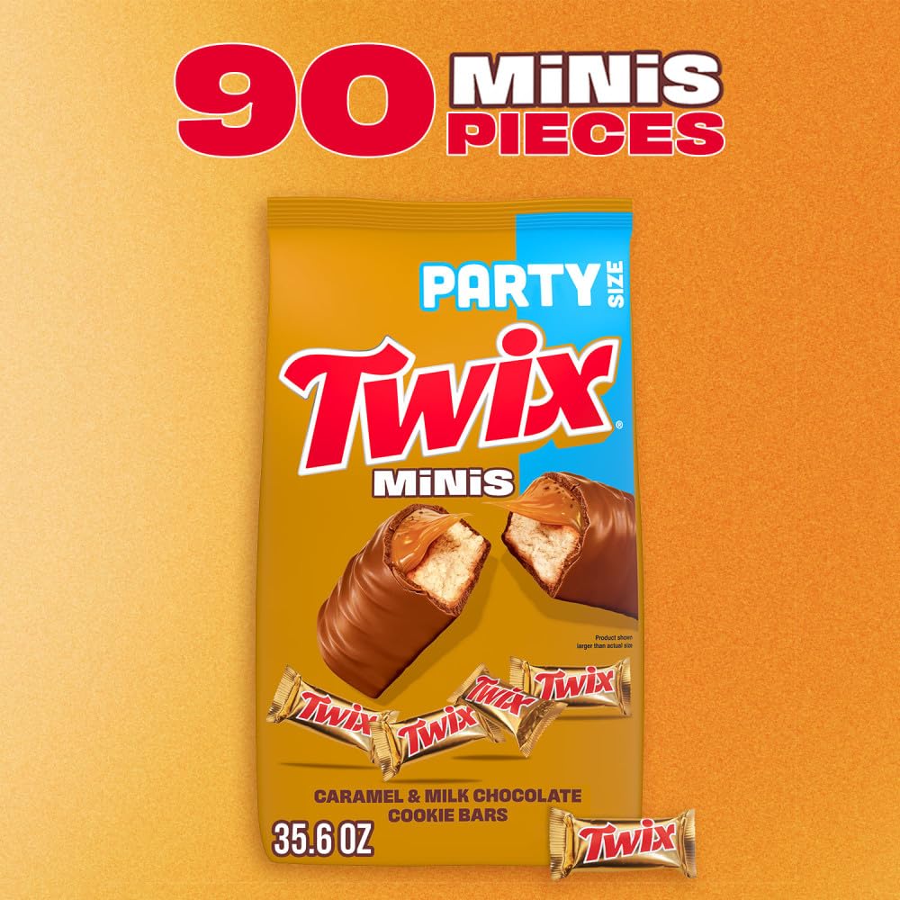 TWIX Caramel Minis Size Chocolate Cookie Bar Candy Bag, 35.6 oz, 95 pieces
