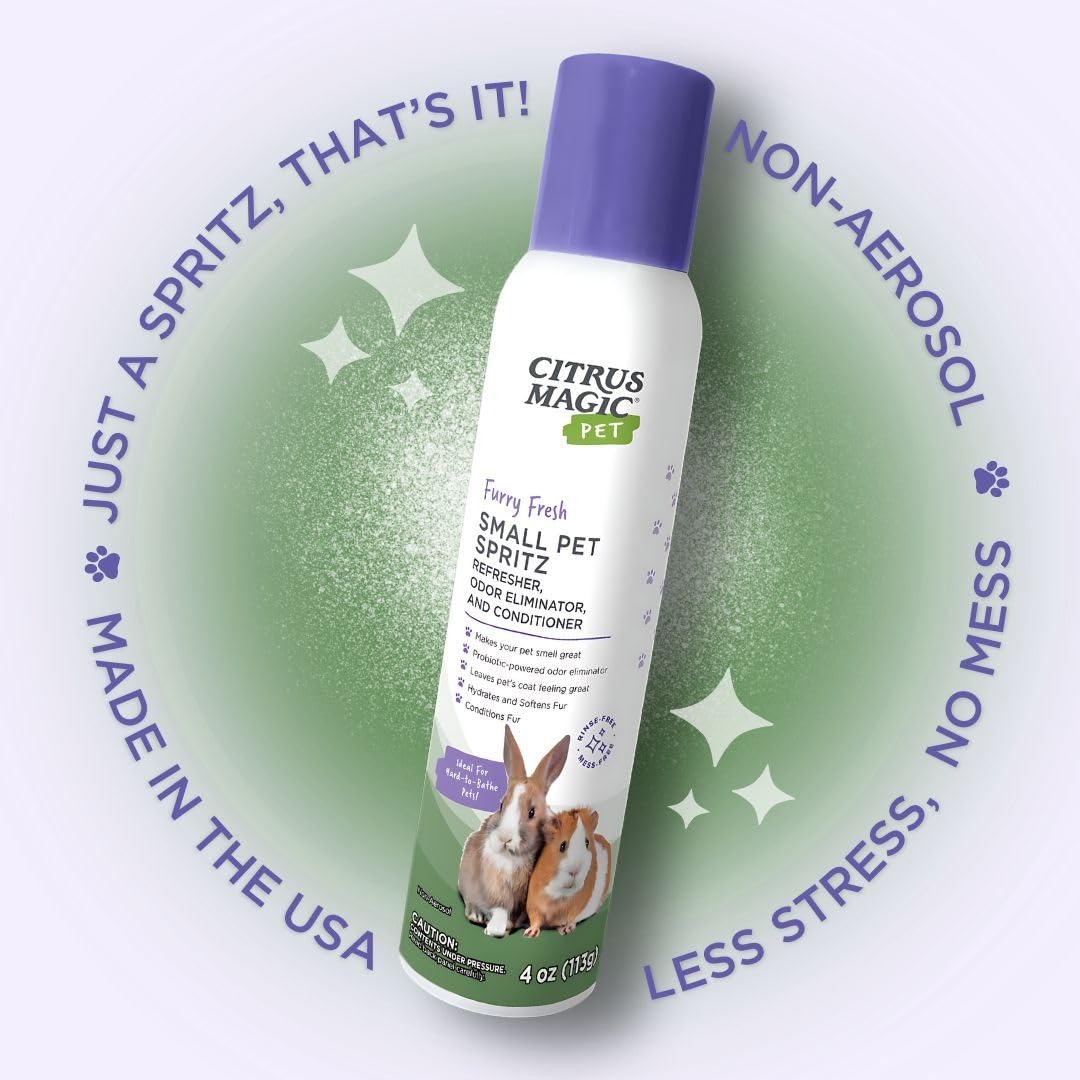Citrus Magic Pet Small Pet Spritz Refresher, Odor Eliminator, and Conditioner, Furry Fresh, 4-Ounce, Pack of 3