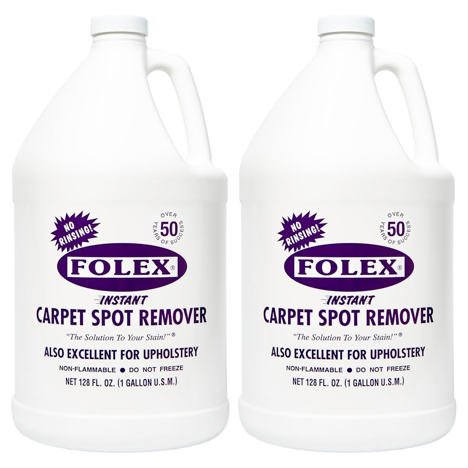 FOLEX 128 oz Instant Carpet Spot Remover Carpet Cleaner Gallon Refill - Removes Pet Accidents, Grease, Red Wine and More - 2 Pack