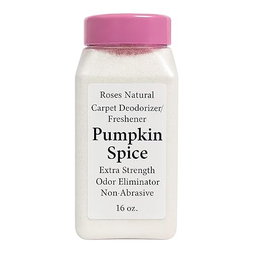 Roses Natural Carpet Deodorizer Powder - Pumpkin Spice Scent, Long-Lasting Odor Eliminator, Plant-Based & Pet Safe, Easy to Vacuum, Fall Home