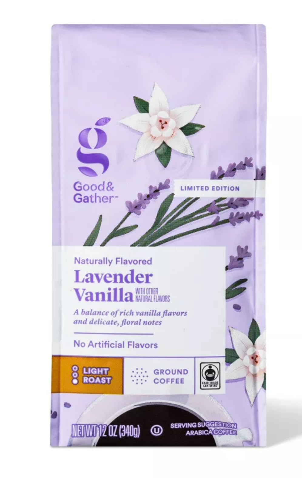 Naturally Flavored Lavender Vanilla with Other Natural Flavors Light Roast Ground Coffee 12oz Good & Gather