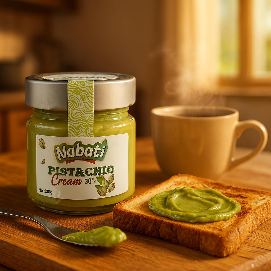 Nabati Pistachio Cream Spread Jar, 30% Pistachio Cream, 7.05 oz (200g) Set of 6