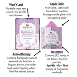 Wabi Whiffs On-the-Go Toilet Sprinkles Singles - Purple Fields (12 Count) | Natural Bathroom Deodorizer | Odor Eliminator Packets for Freshness