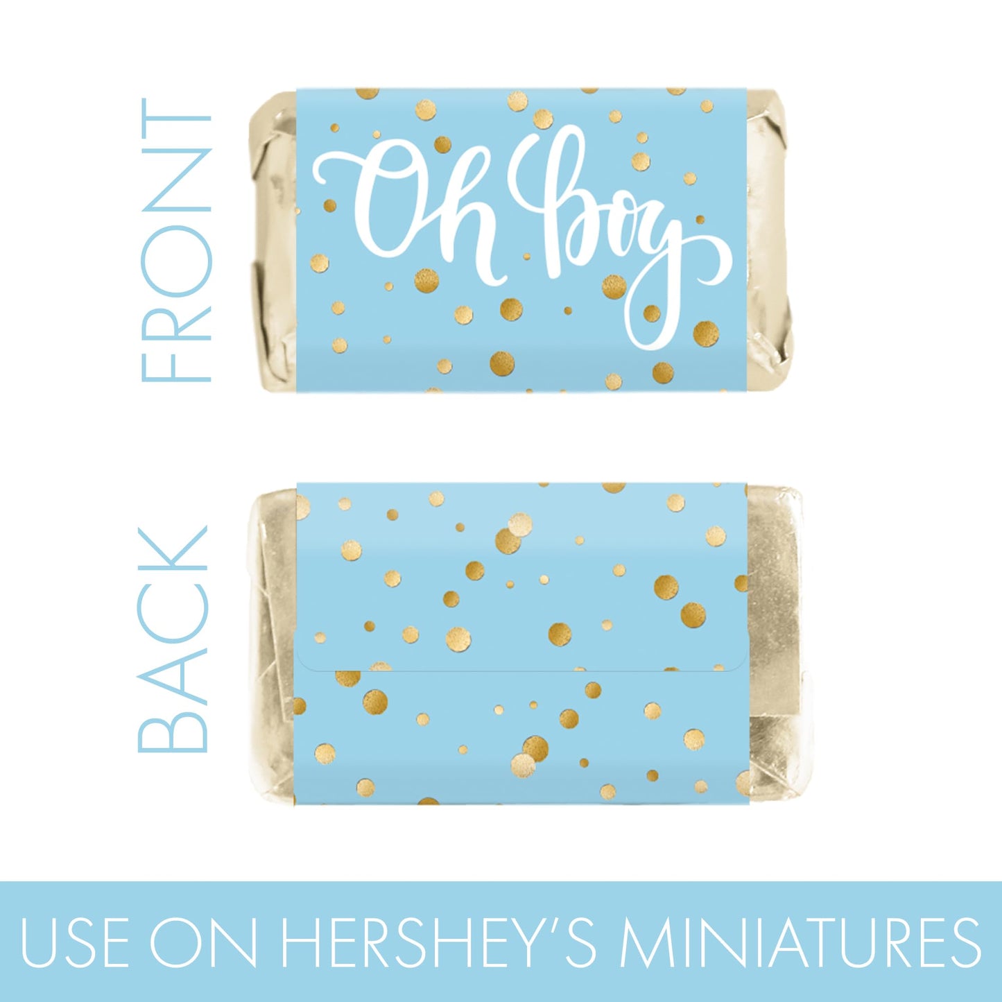 Blue and Gold It's a Boy Baby Shower Candy Bar Wrappers, Chocolate Bar Baby Shower Favors Stickers - 42 Count