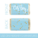 Blue and Gold It's a Boy Baby Shower Candy Bar Wrappers, Chocolate Bar Baby Shower Favors Stickers - 42 Count