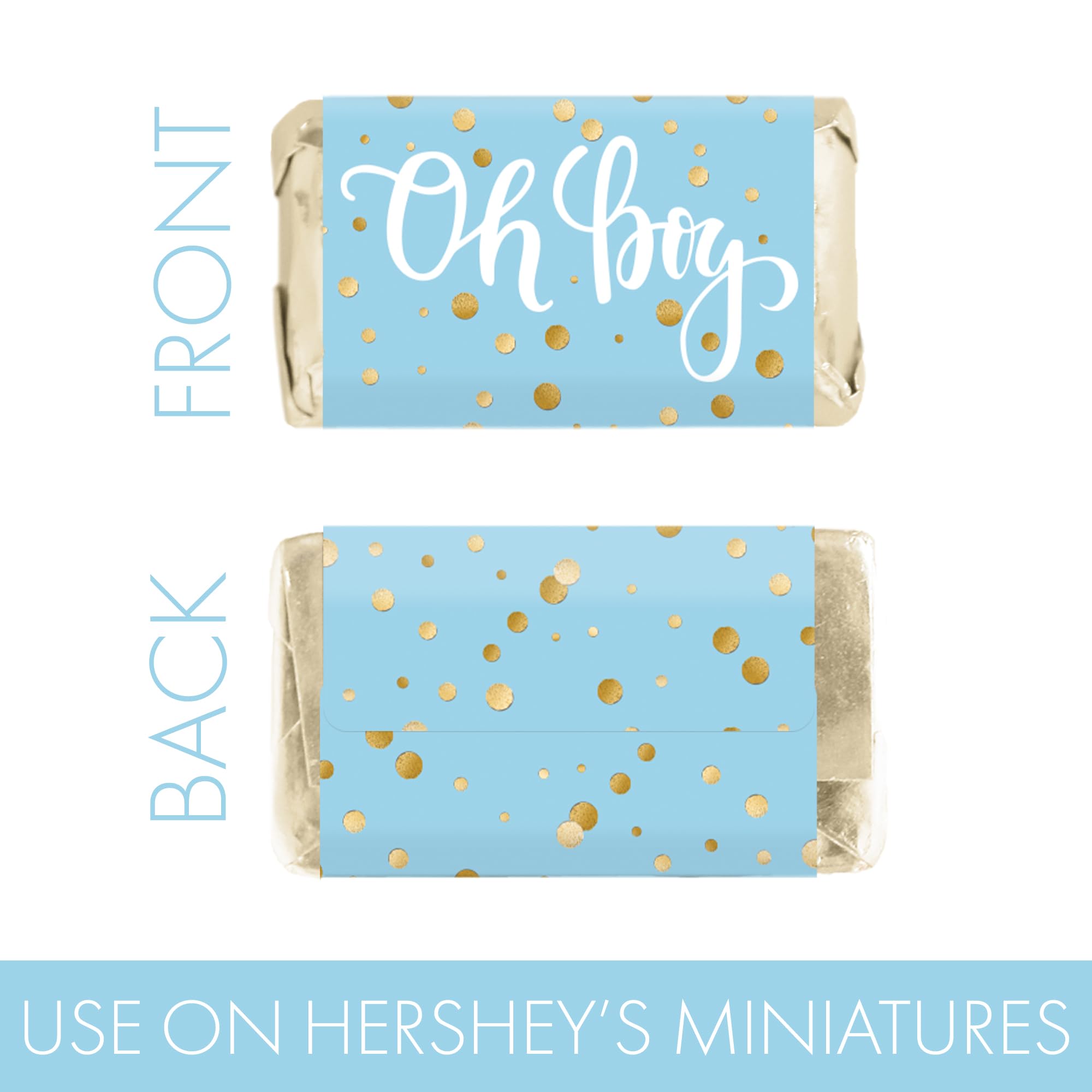 Blue and Gold It's a Boy Baby Shower Candy Bar Wrappers, Chocolate Bar Baby Shower Favors Stickers - 42 Count