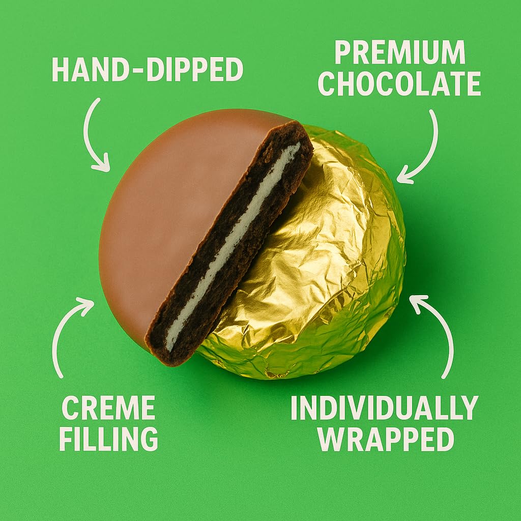 Chocolate Covered Sandwich Cookies 50 Count Individually Wrapped in Gold Foil Premium Hand-Dipped Bulk Pack for Gifts, Weddings, Events & Corporate