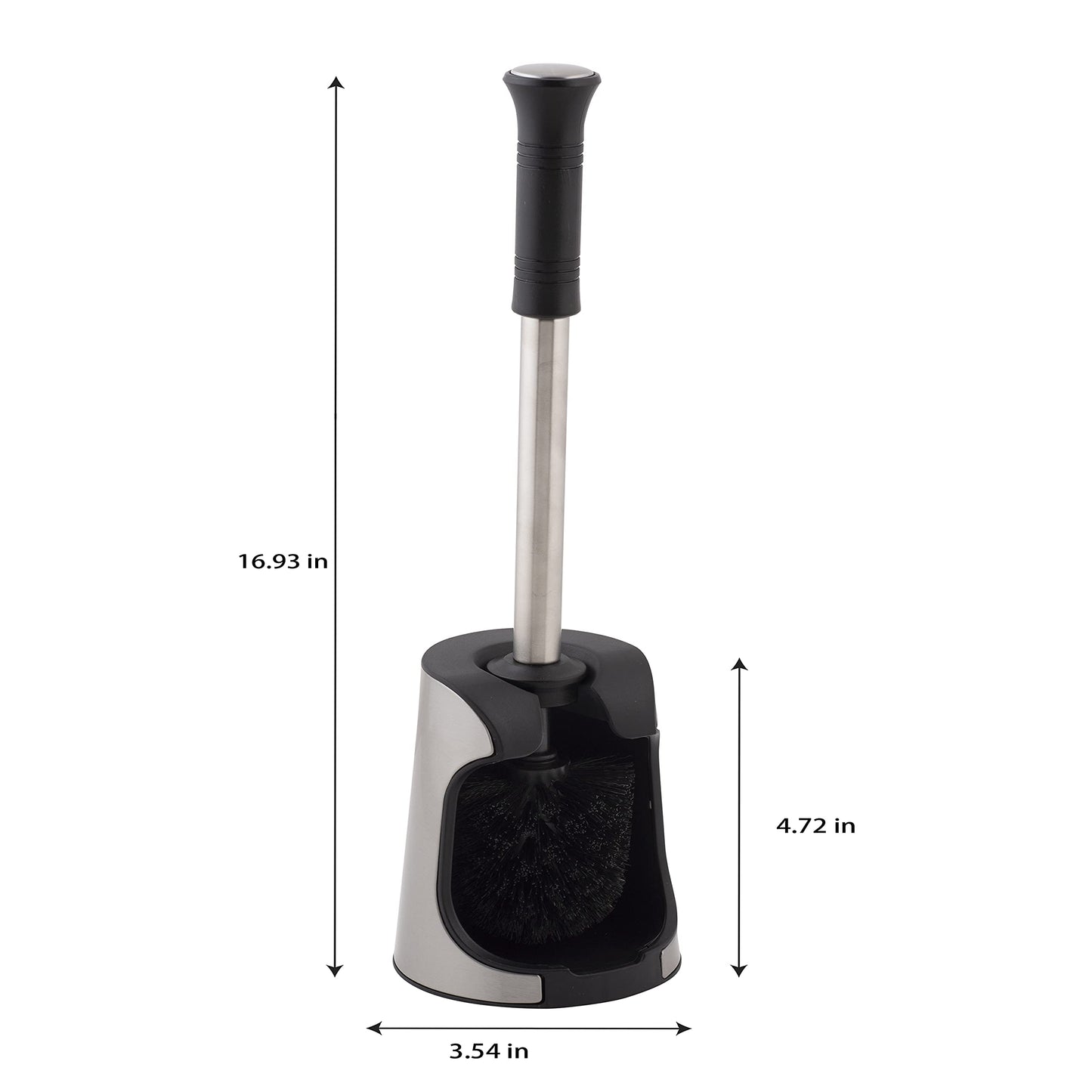 Bath Bliss Snap Hold Toilet Brush and Holder | Bathroom | Cleaning and Storage | Open Base Quick Dry | Compact Space Saving | Easy Grip Handle |