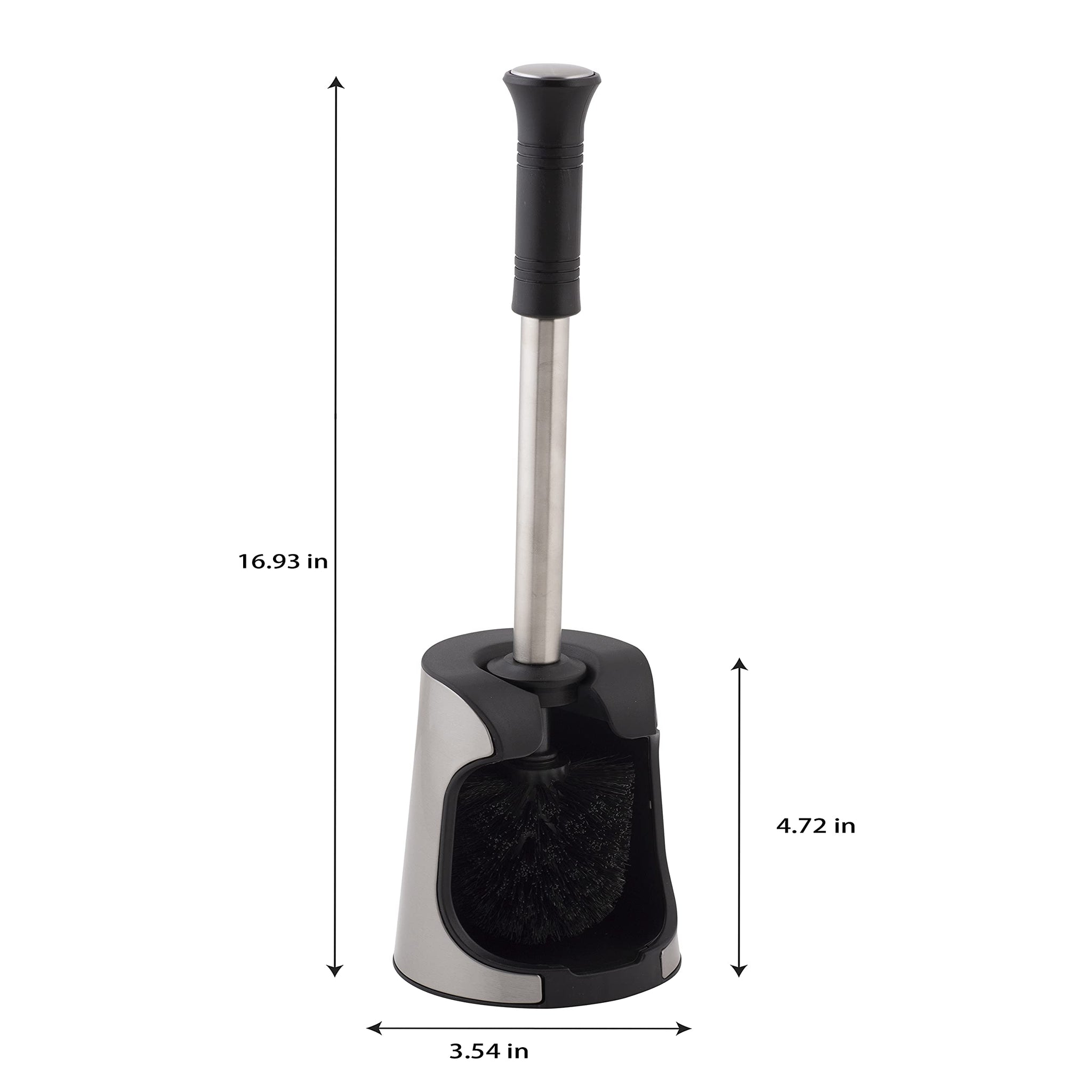Bath Bliss Snap Hold Toilet Brush and Holder | Bathroom | Cleaning and Storage | Open Base Quick Dry | Compact Space Saving | Easy Grip Handle |