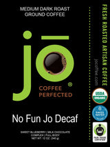 NO FUN JO DECAF: 12 oz, Organic Decaf Ground Coffee, Swiss Water Process, Fair Trade Certified, Medium Dark Roast, 100% Arabica Coffee, USDA Certified