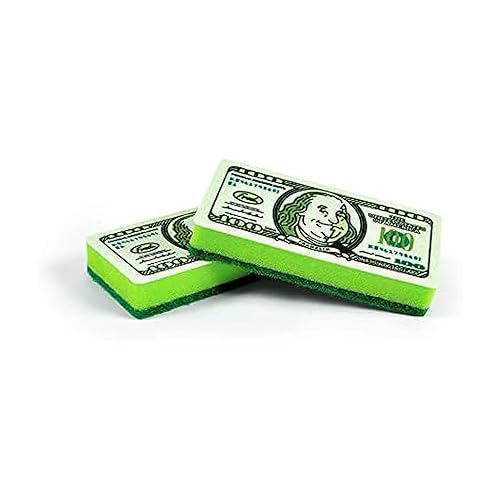 Genuine Fred, Dirty Money, Kitchen Sponges, Set of 2, Green (5286467)