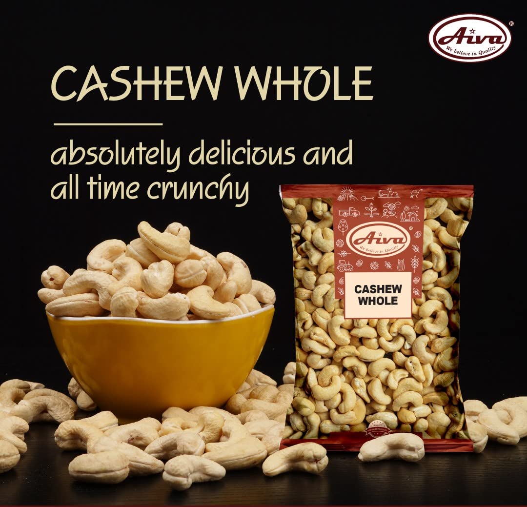 Aiva Raw Whole Cashews | Healthy Snacks | Unsalted | Unroasted | Perfect for Pesto, Salads | Baking, Roasting & Cooking - (5 LB)