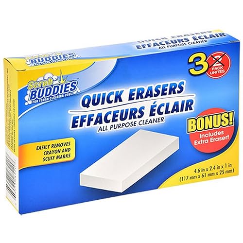 Quick Erasers All Purpose Magic Cleaning Sponges 3 pack - Remove Crayon and Scuff Marks