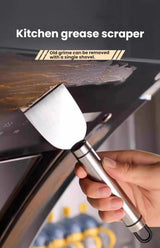 2-Pack Stainless Steel Kitchen Grease Scraper Heavy Duty Stubborn Dirt Remover for Stove Oven Countertop Ergonomic Handle Hanging Hole