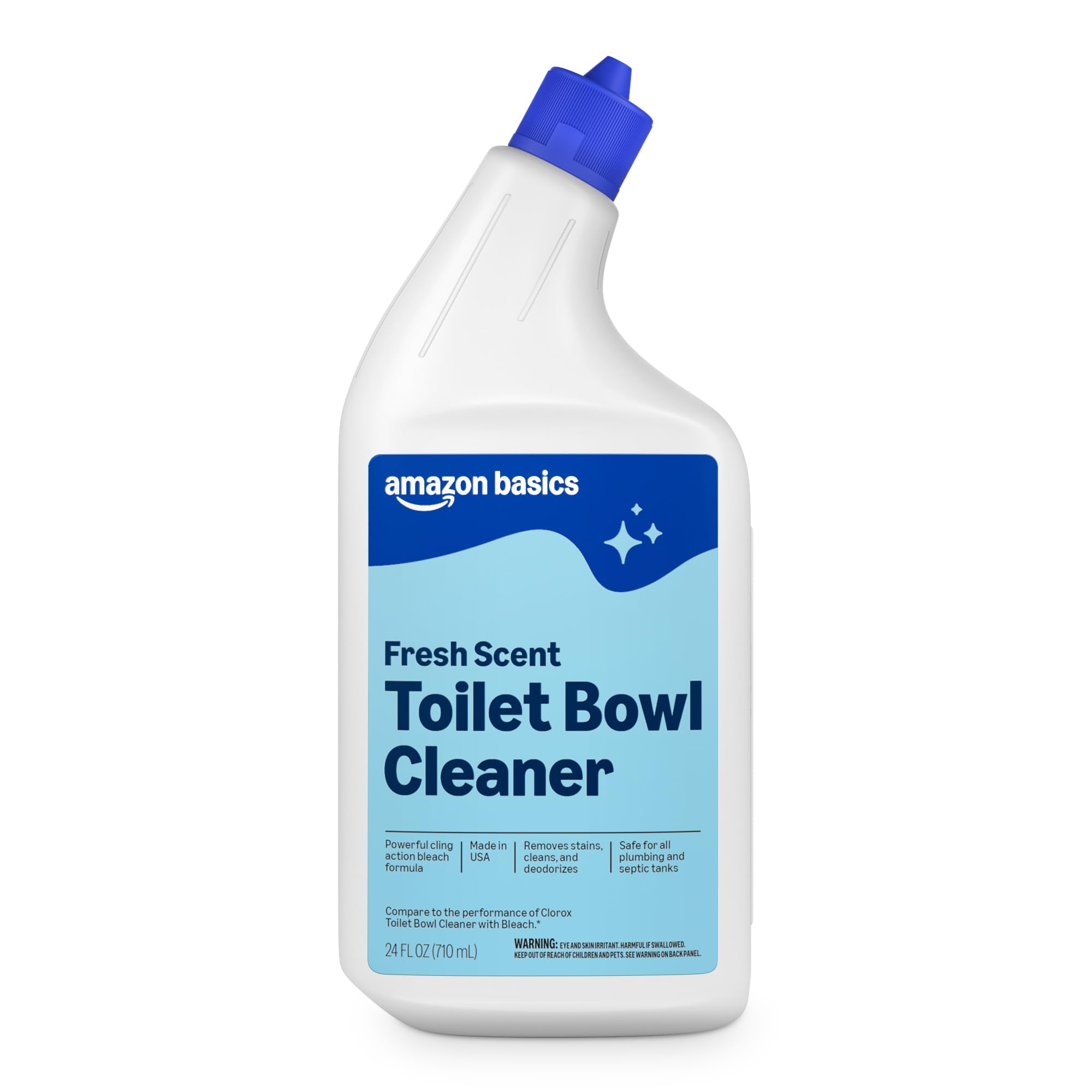 Amazon Basics Toilet Bowl Cleaner with Cling Action Formula, Bleach, Fresh Scent, 24 Fl Oz, Pack of 1, Packaging May Vary