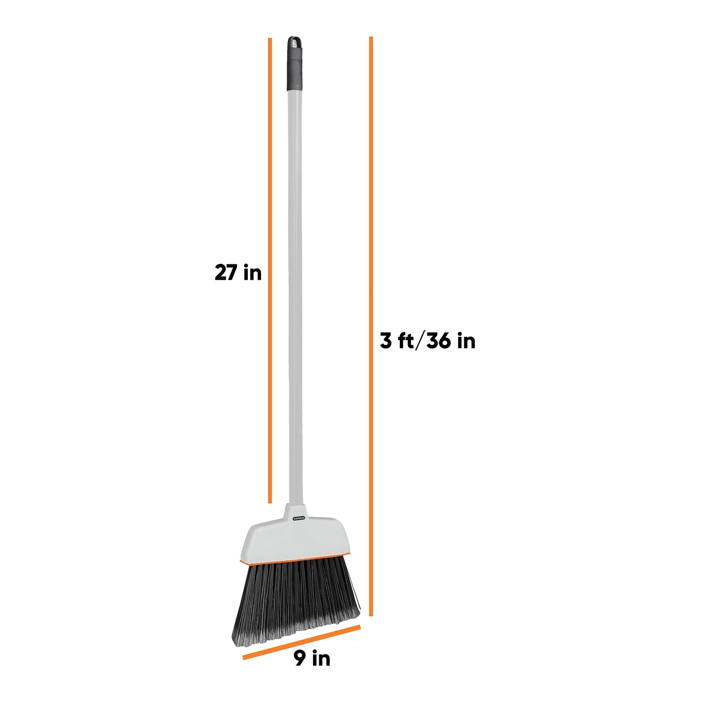 Superio Duty Slim Upright Broom and Dustpan Set, Grey 38 X 4 X 13