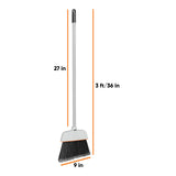 Superio Duty Slim Upright Broom and Dustpan Set, Grey 38 X 4 X 13