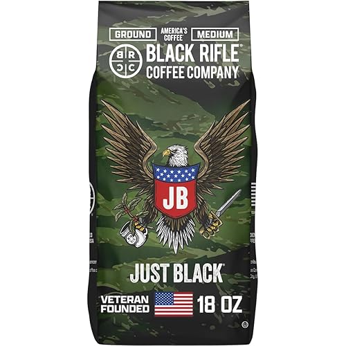Black Rifle Coffee Company Just Black, 18oz Bag, Ground Coffee Medium Roast - Roasted Blend Made from Arabica Beans - Colombian & Brazilian Beans