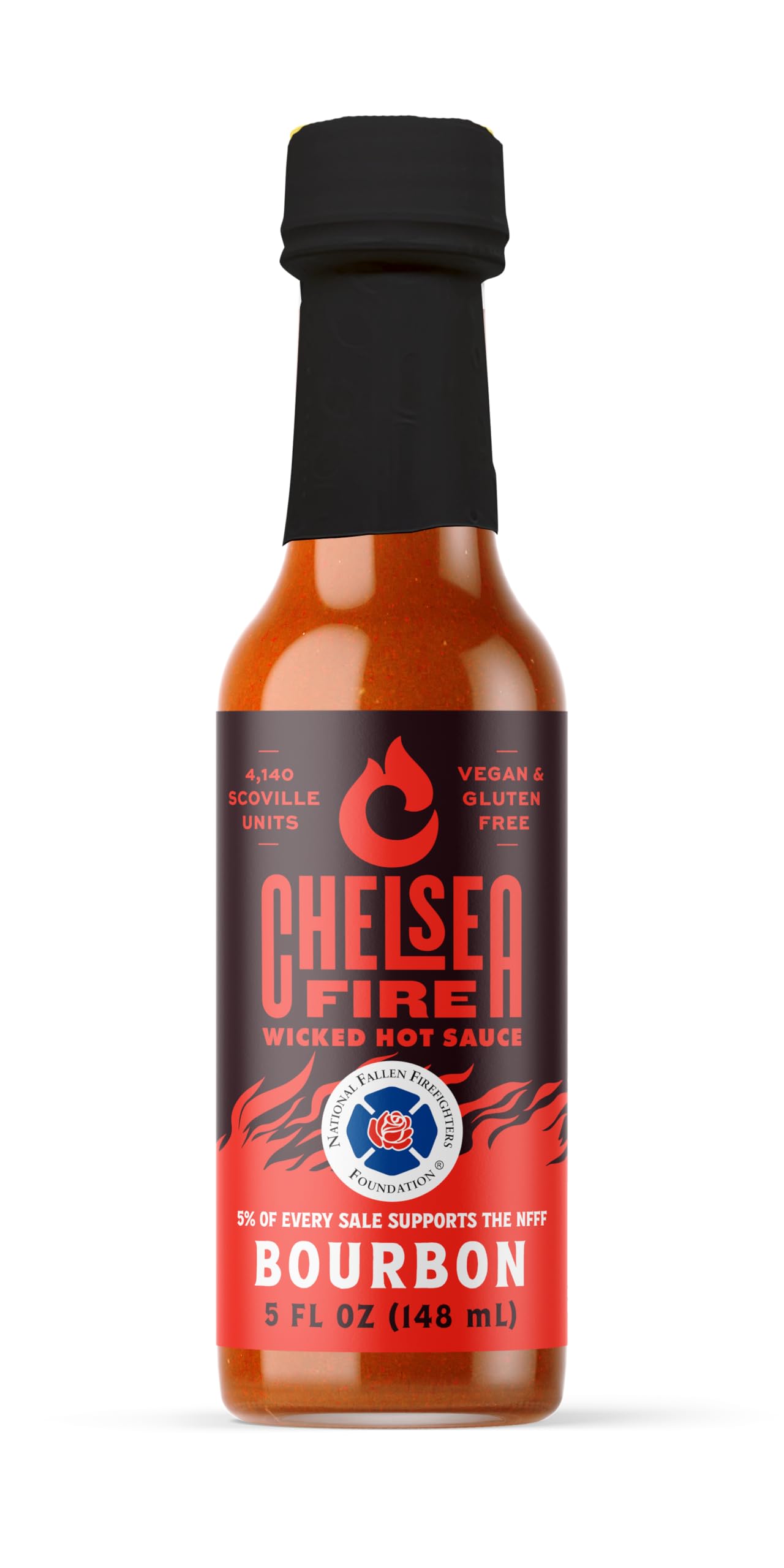 CHELSEA FIRE Wicked Hot Bourbon Hot Sauce - Sweet and Spicy Tropical Heat, Gourmet Hot Sauce with Fresh Bourbon Flavor - Perfect for Grilling