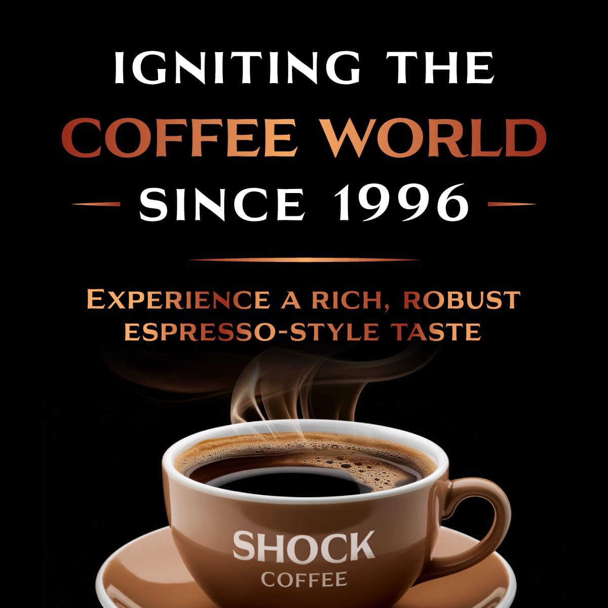 Shock Coffee Espresso 9.5 Single Serve Cups | Extra High Caffeine Strong Coffee | Medium Dark Roast | 10 ct