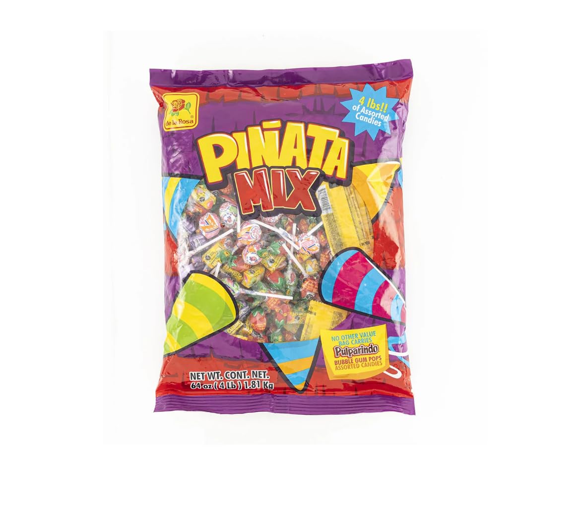 De la Rosa Piñata Mix Assorted Candies, 4 lbs, Party Candy Bag, Chewy, hard, fruity, and traditional pieces