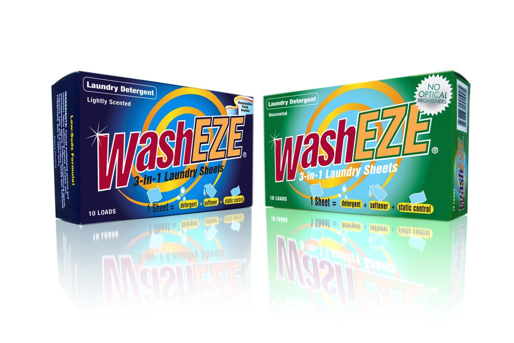 WashEZE 3 in 1 Laundry Detergent Pods, 10 Count, Unscented, Portable, TSA Compliant, Stain Fighter, Fabric Softener, Static Guard