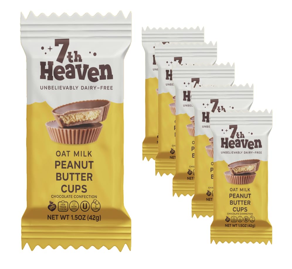 7th Heaven, Vegan Peanut Butter Cups (12 Total Peanut Butter Cups - 6 Packs) - Perfect for Easter Candy, Vegan, Dairy-Free, Fair Trade Cocoa