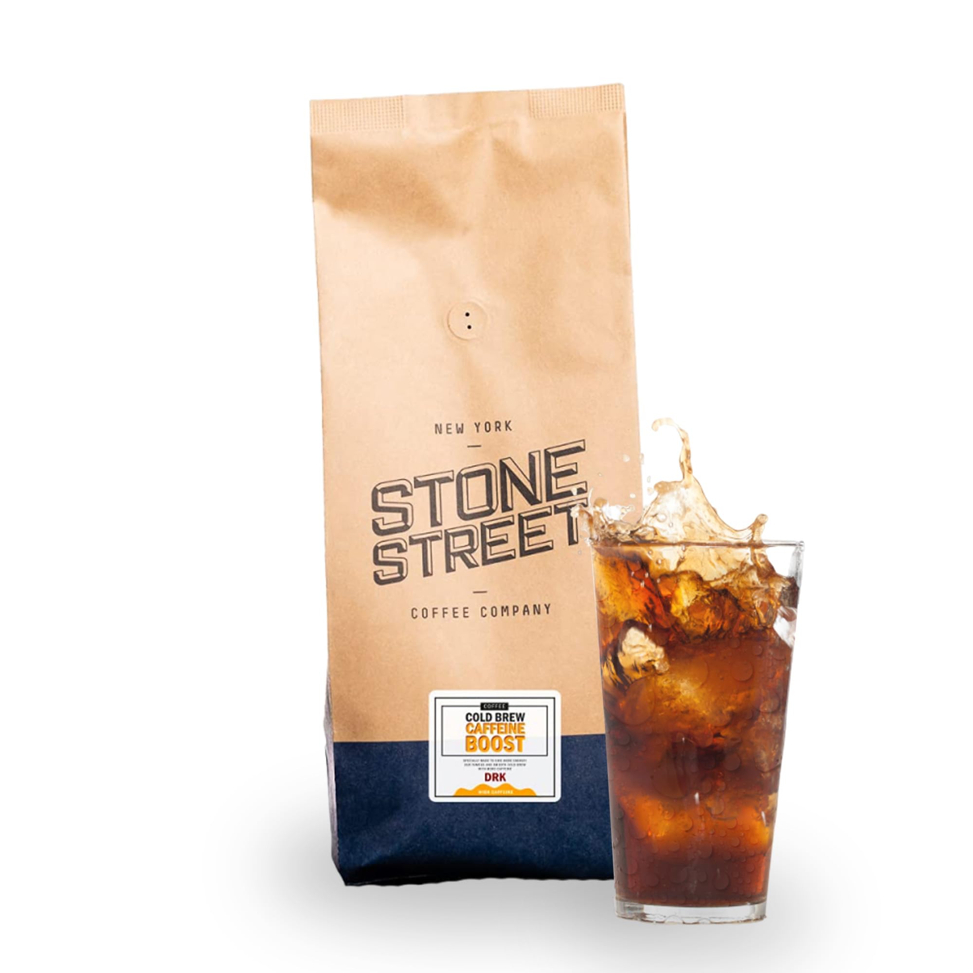 Stone Street Coffee Cold Brew Caffeine Boost, Whole Bean, 2 LB (32 oz), Dark Roast, High Caffeine Strong Blend
