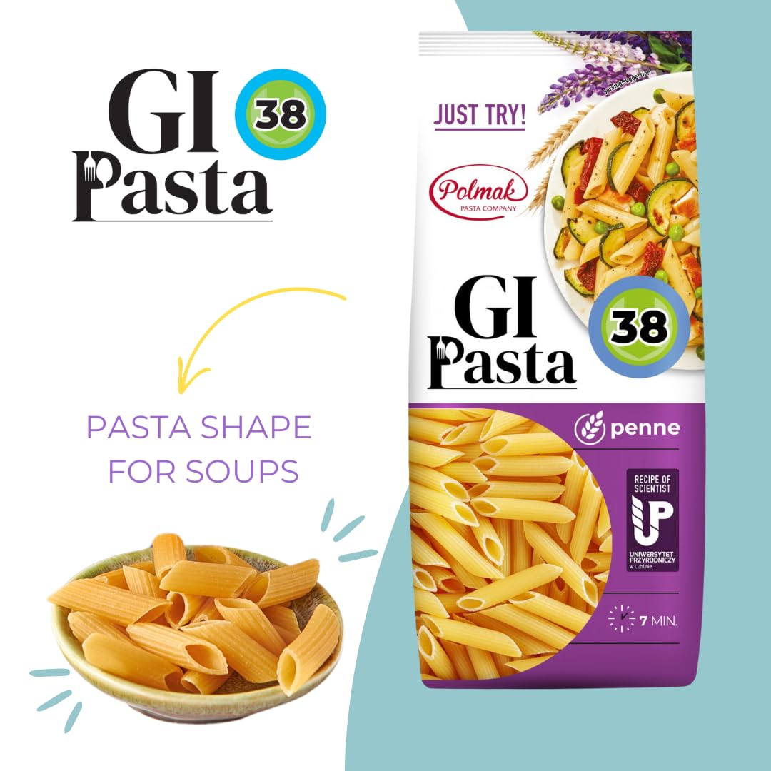 GI Pasta Penne, 8.8 oz | Low Glycemic, Premium Italian-Style Dry Pasta for Cooking, Perfect for Sauces and Everyday Meals