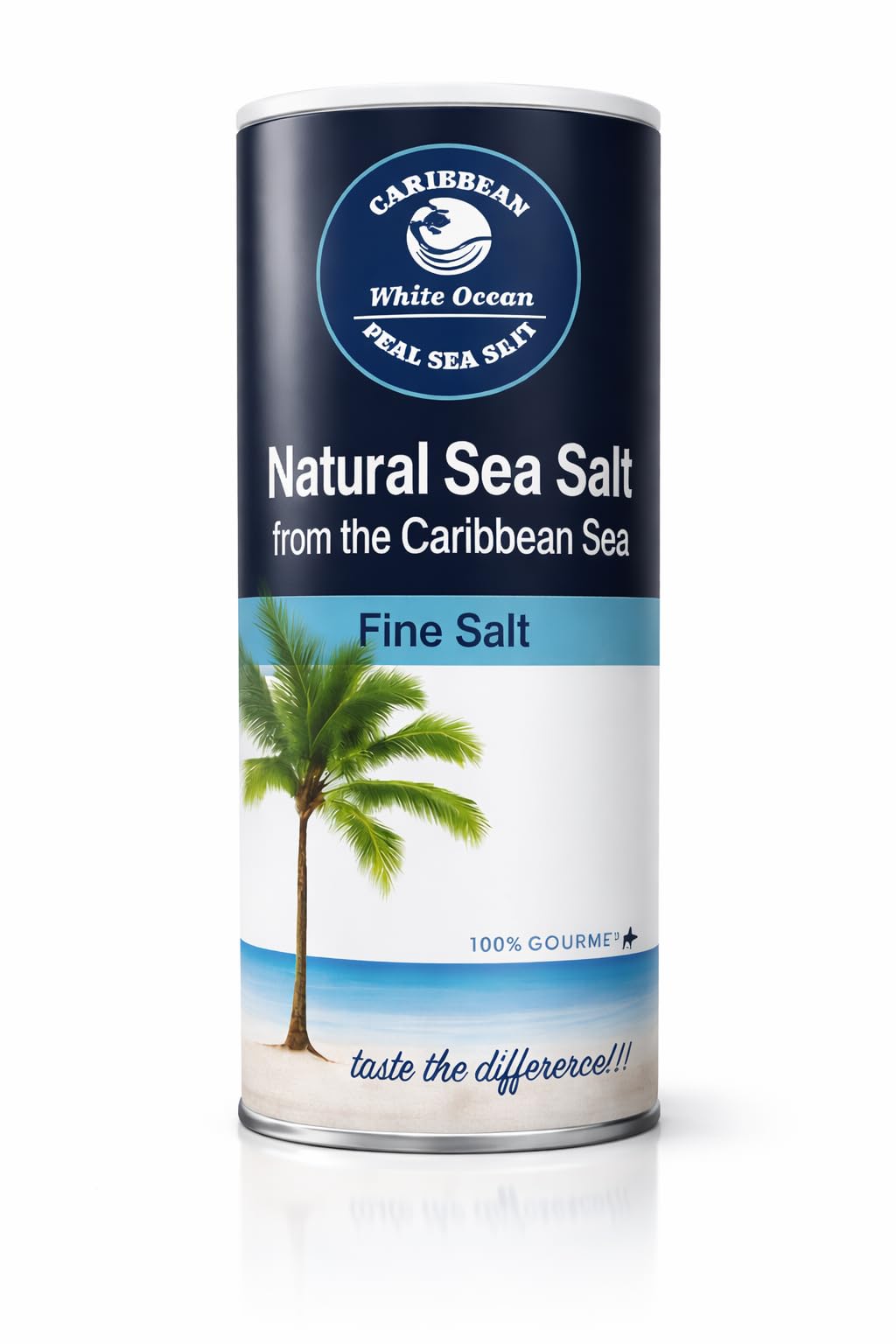 100% Gourmet Fine Sea Salt - Caribbean Sea Salt, Natural & Unrefined, Naturally Mineral-Balanced, Fine Grain Table Salt, Kosher (9 oz)