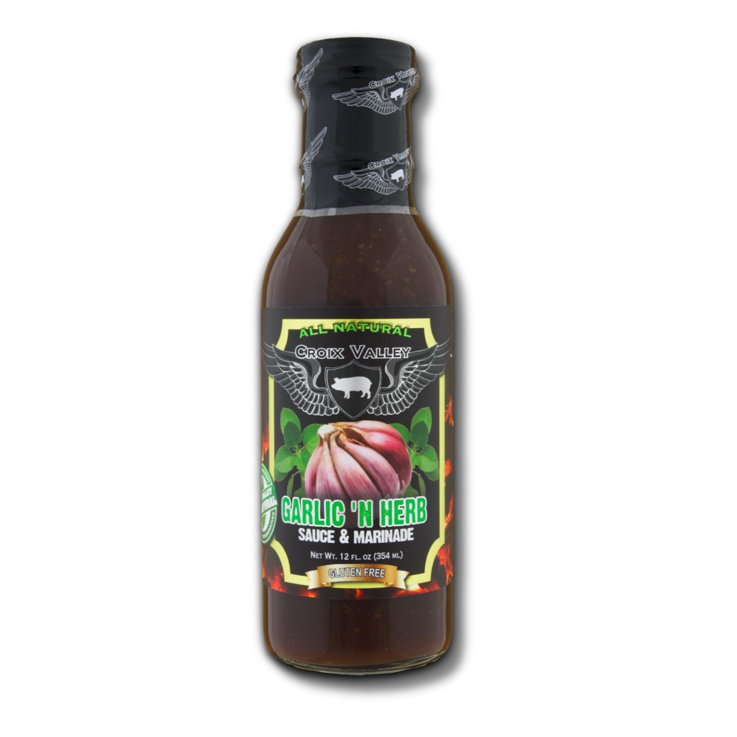 Croix Valley Garlic 'n Herb Sauce & Marinade - 3 Pack (12 oz Glass Bottles) - Savory Garlic & Herb with Balanced Depth - Gluten-Free, No MSG, No High
