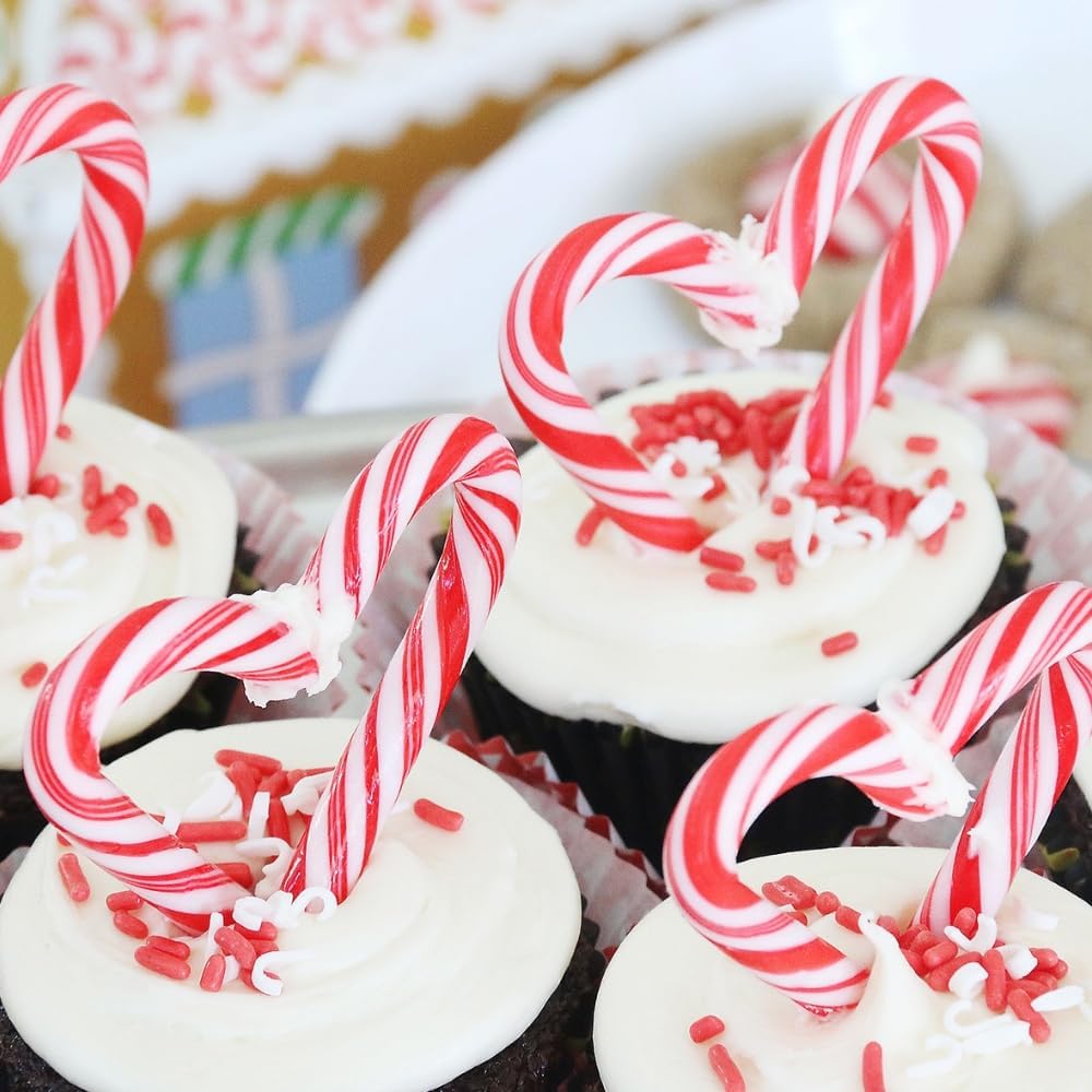 Mini Candy Canes(100 Count -Mini Candy Canes) Peppermint Individual wrapped candies) Bulk| Red & White Stripes |Christmas Candy, Santa Parade,Chrismas