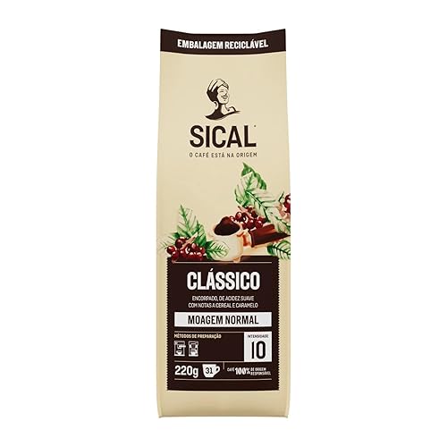 Sical Portuguese Clasico Normal Ground Coffee Cafe 5 Estrelas 220g, Pack of 5