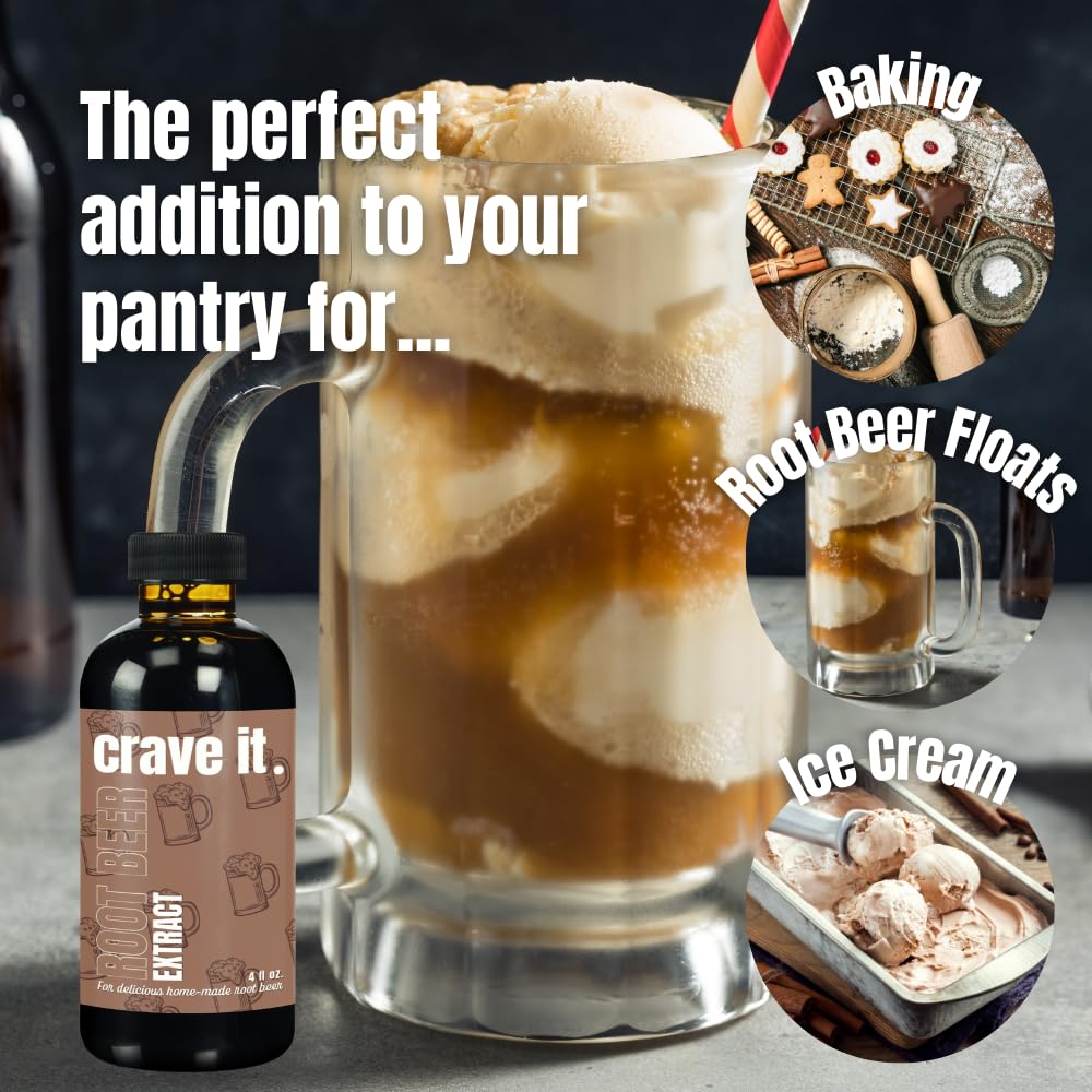 Crave It 4 Ounce Root Beer Extract - Easiest Homemade Root Beer, Makes 4 Gallons - 2 Pack