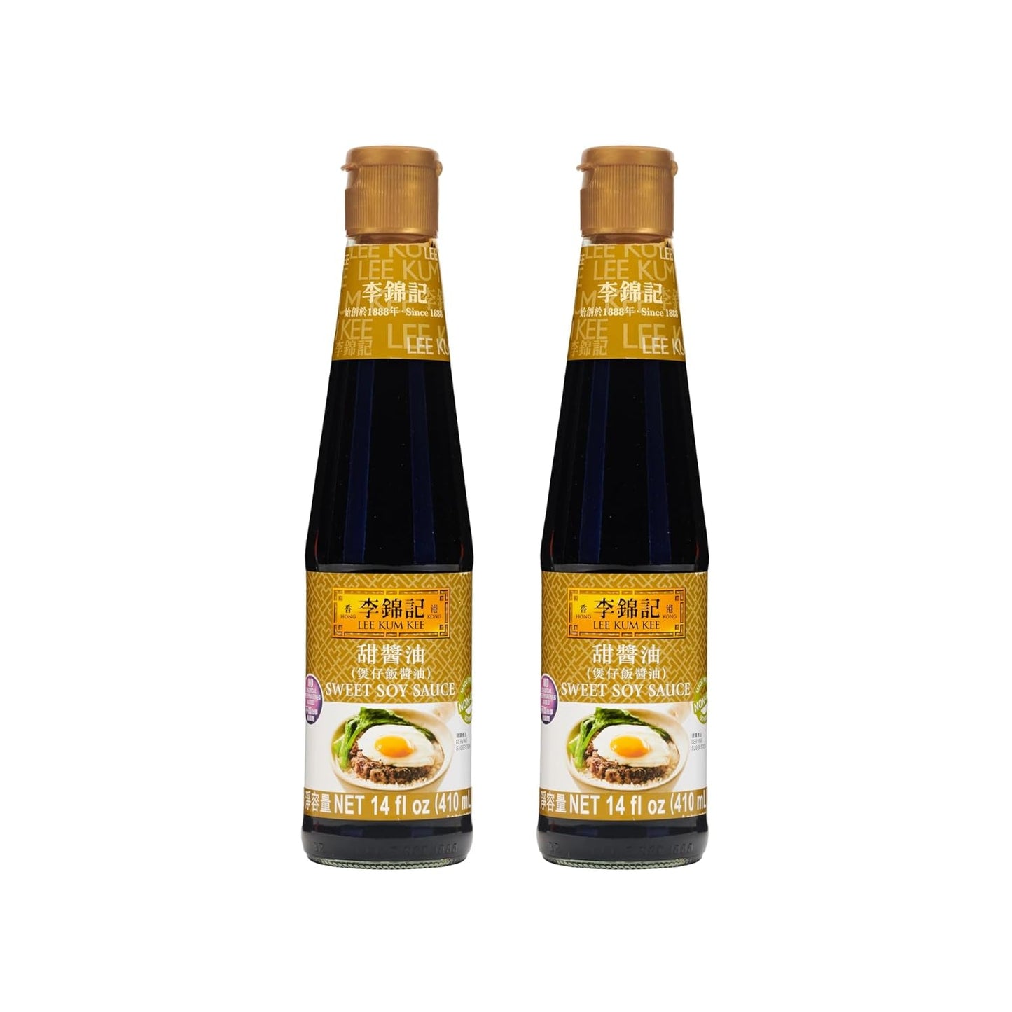 Lee Kum Kee Sweet Soy Sauce (14 oz - 2 Pack), Vegan, Non-GM Soybeans, No Artifical Preservatives - Perfect for Clay Pot Rice, Stir-Fry Noodles