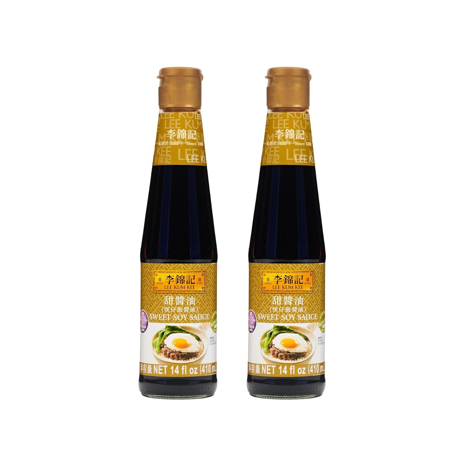Lee Kum Kee Sweet Soy Sauce (14 oz - 2 Pack), Vegan, Non-GM Soybeans, No Artifical Preservatives - Perfect for Clay Pot Rice, Stir-Fry Noodles